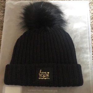 Love Your Melon Black Pom Beanie
